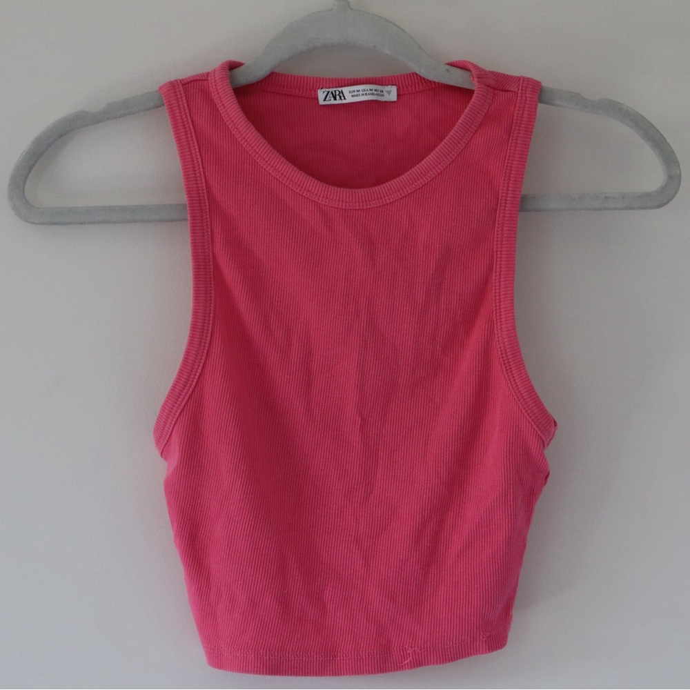 Zara Orange Fitted Sleeveless Crop Tank